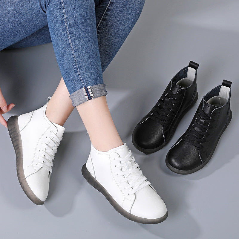 Chaussures plates bottines cuir – Derby ankle boots femme