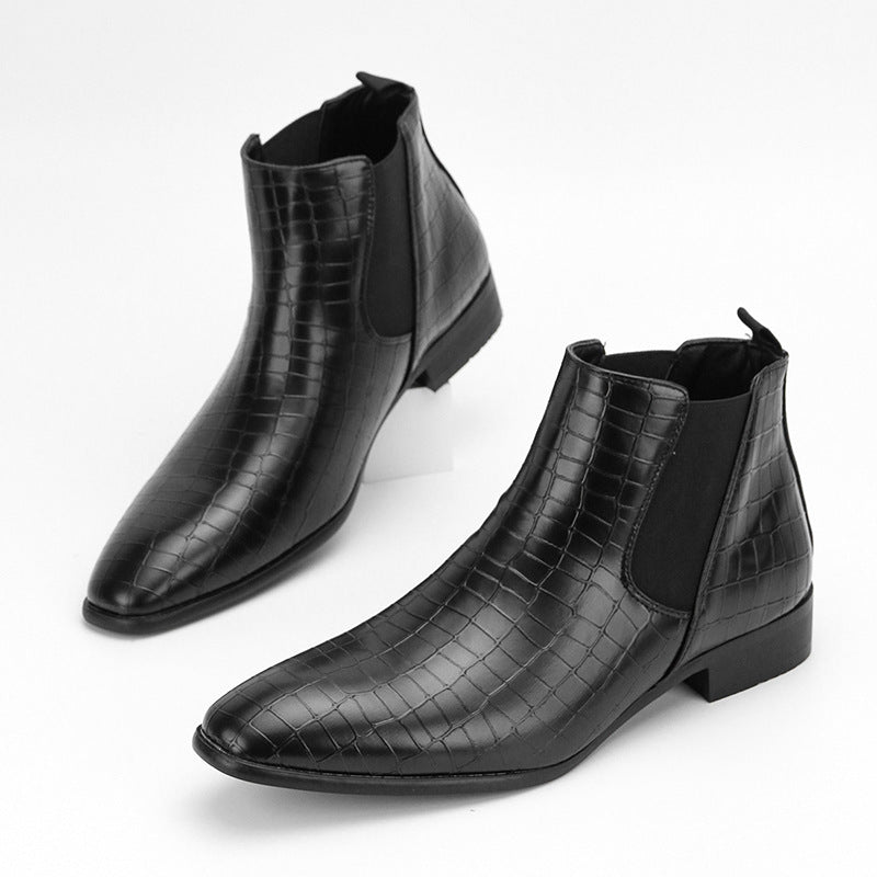 Bottes cheville homme style britannique décontracté – slip-on noir/marron/bordeaux
