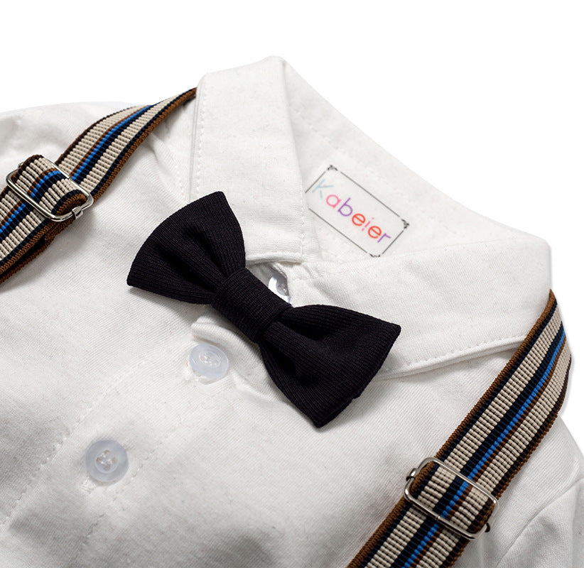 Ensemble combinaison-gilet bébé manches courtes avec chapeau – coton blanc, kaki, gris ou bleu