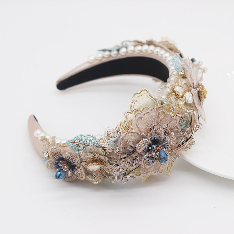 Accessoire baroque pour femme avec perles, dentelle et cristaux – Idéal pour les soirées ou bals