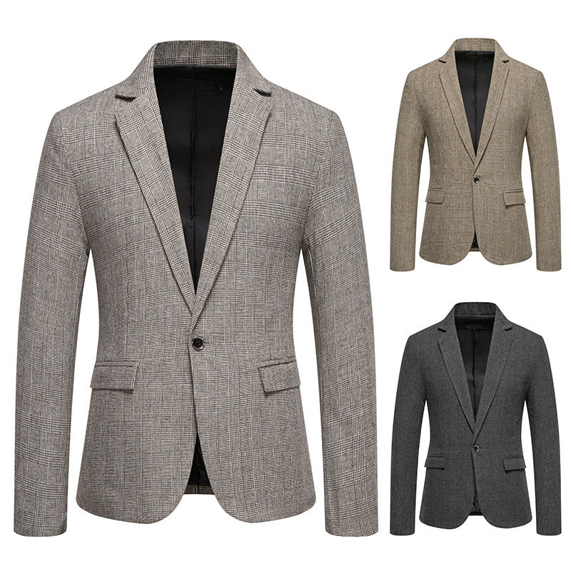 Veste de costume homme en tweed kaki – coupe ample, style casual chic