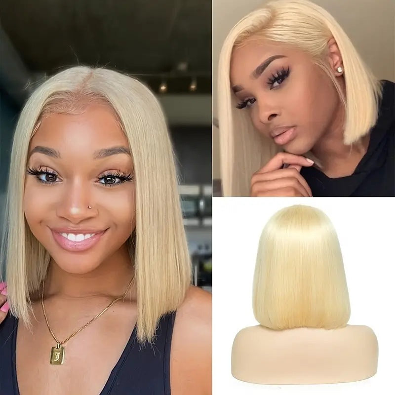 Perruque lace front mi-longue lisse – fibre haute température, effet naturel