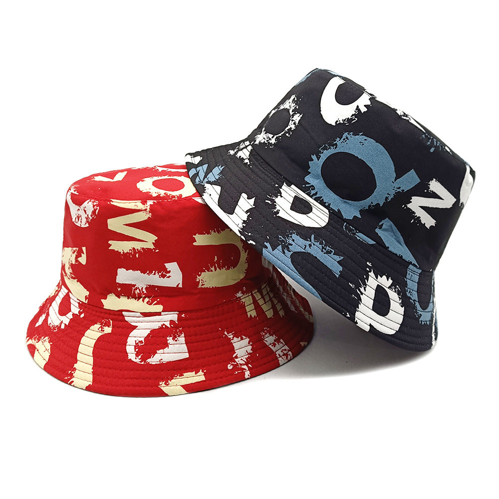 Chapeau bassine double-face anti-UV couple rétro – polyester 5 couleurs