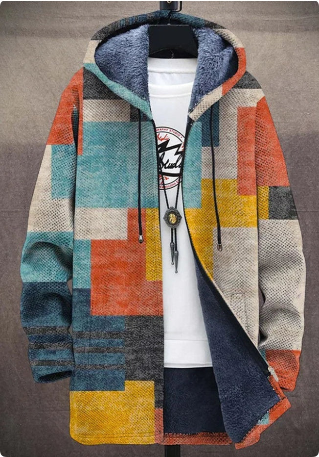 Gilet homme hiver imprimé épais doublure polaire – coupe-vent zip
