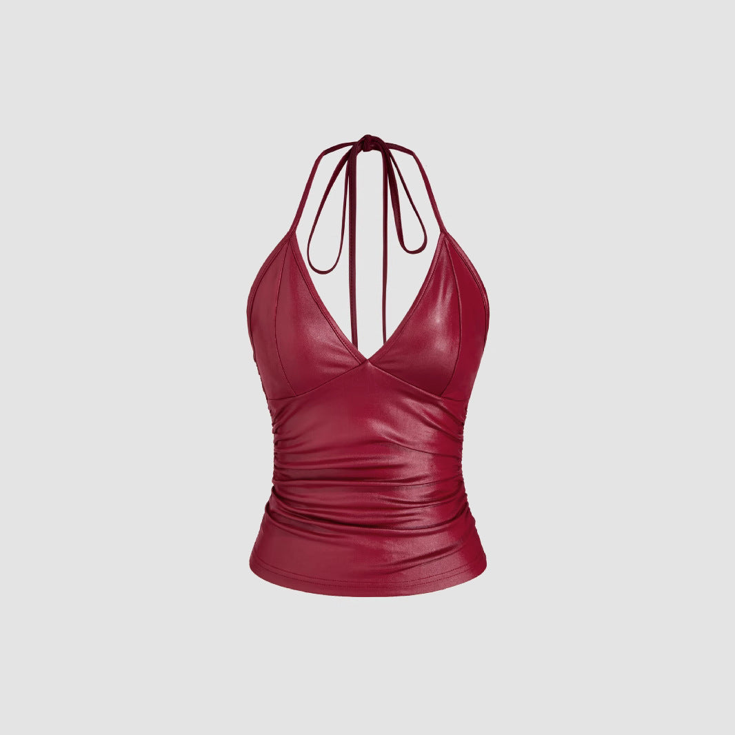 Stylvolle Vroue Leer Camisole