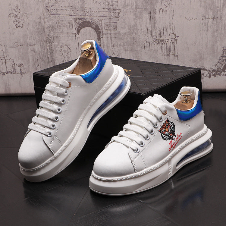 Chaussures sneakers plateforme, coussin d'air, casual chic masculin.