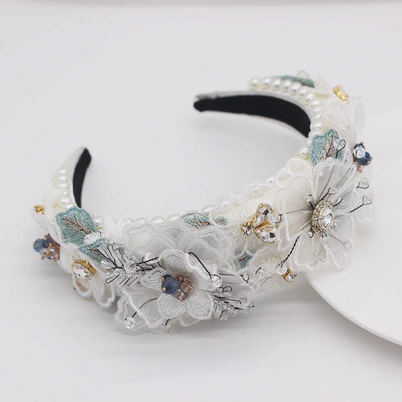 Accessoire baroque pour femme avec perles, dentelle et cristaux – Idéal pour les soirées ou bals