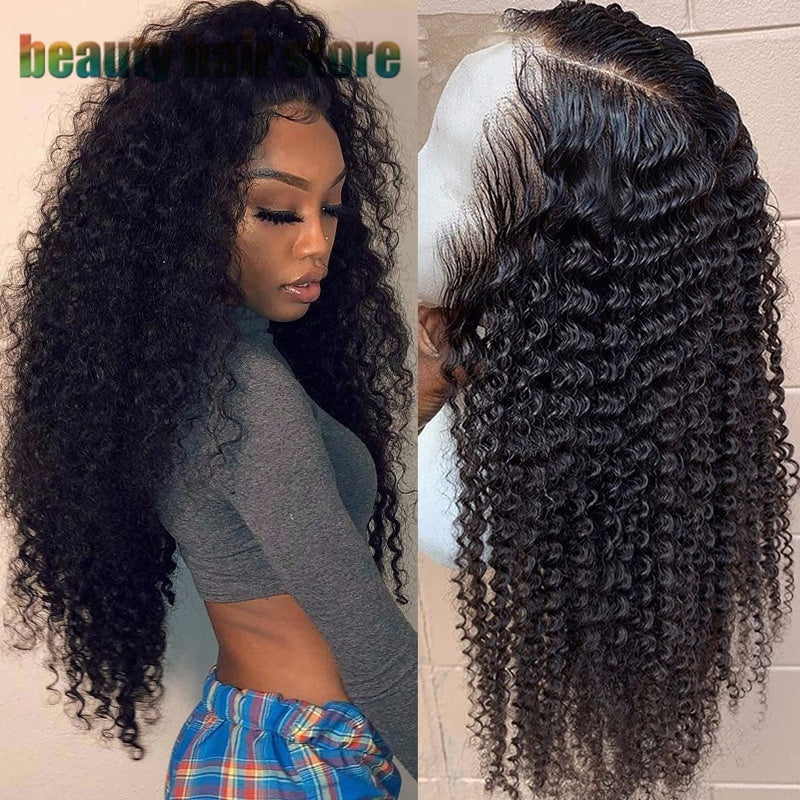 Perruque lace front brésilienne kinky curly 150% – cheveux naturels 8-24 pouces