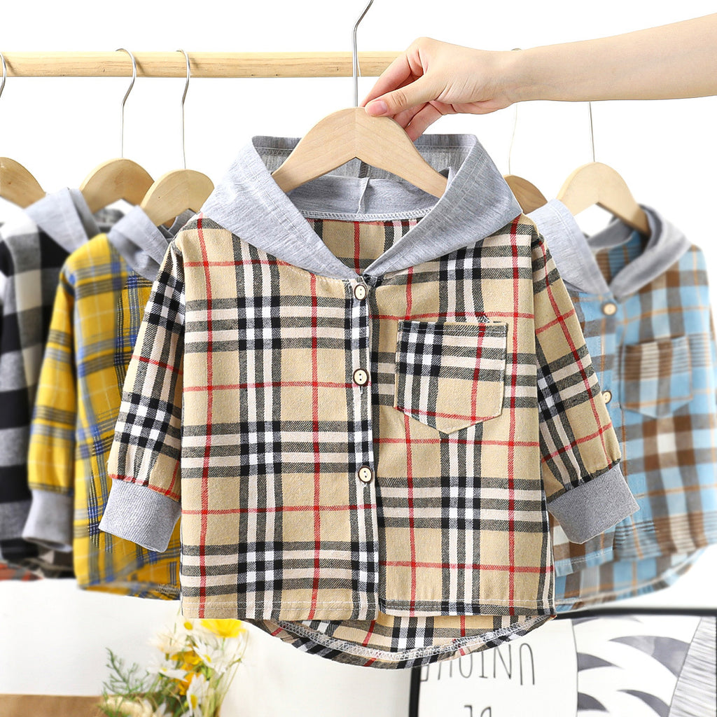 Chemise à carreaux capuche unisexe enfant/adolescent