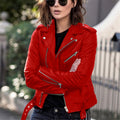 BLOUSON COURT CUIR PU FEMME – VESTE CASUAL SLIM FIT STREET HIPSTER RIVETS