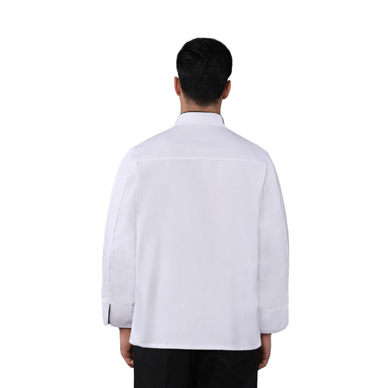 Uniforme chef manches courtes/longues polyester coton – restauration hôtel blanc/noir