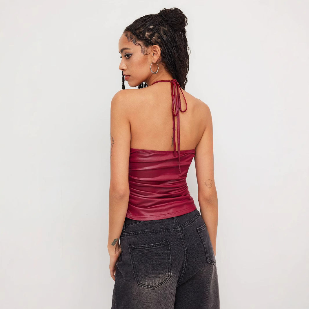 Stylvolle Vroue Leer Camisole