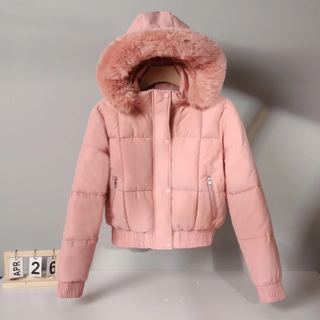Parka courte femme rembourrée coton, style coréen Hong Kong hivernal.