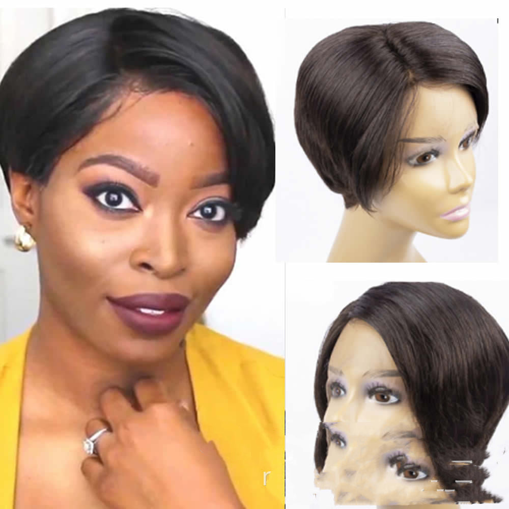 Perruque courte pixie real hair lace front effet indétectable