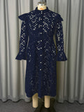 Women's Half-High Collar Lace Cardigan Dress – Chic Layering