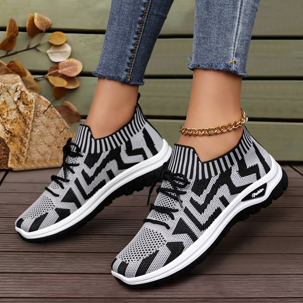 Baskets femme color-block Flyknit respirantes lacets – sport casual