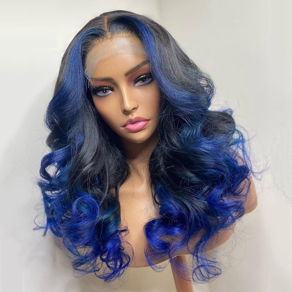 Perruque multicolore en cheveux naturels à effet dégradé