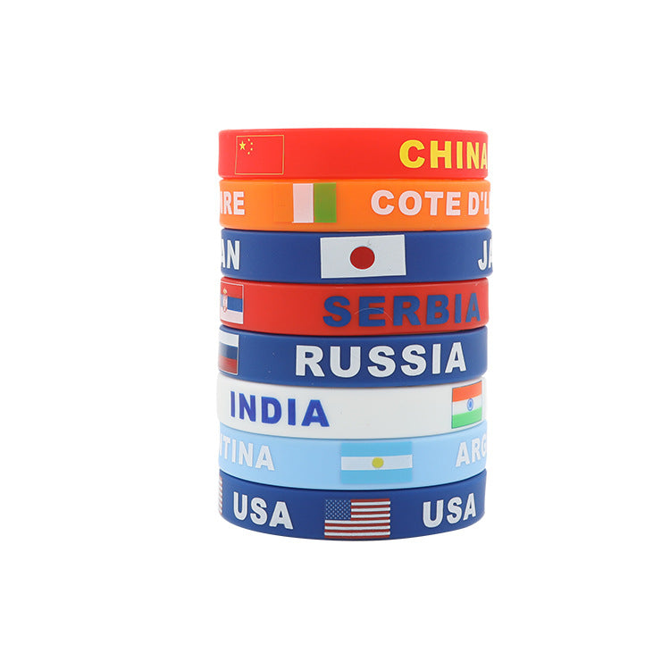Bracelet drapeau silicone unisexe – accessoire sport 20 cm, style FIFA