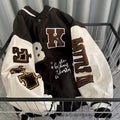Giacca baseball vintage donna, monogramma ricamato, stile lettere, misto cotone