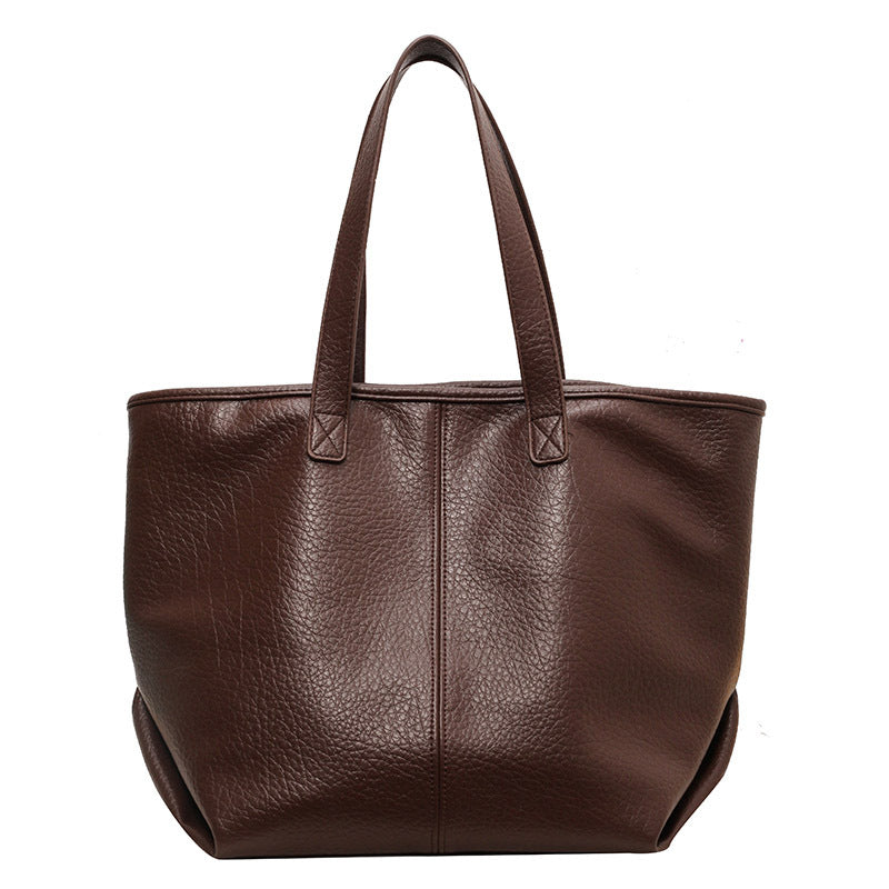 Sac fourre-tout rétro femme chic – tote bag PU souple, style commuting