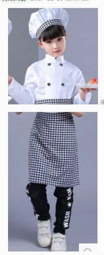 Costume chef COS enfants fourrure lapin – carreaux complet haut/tablier/chapeau