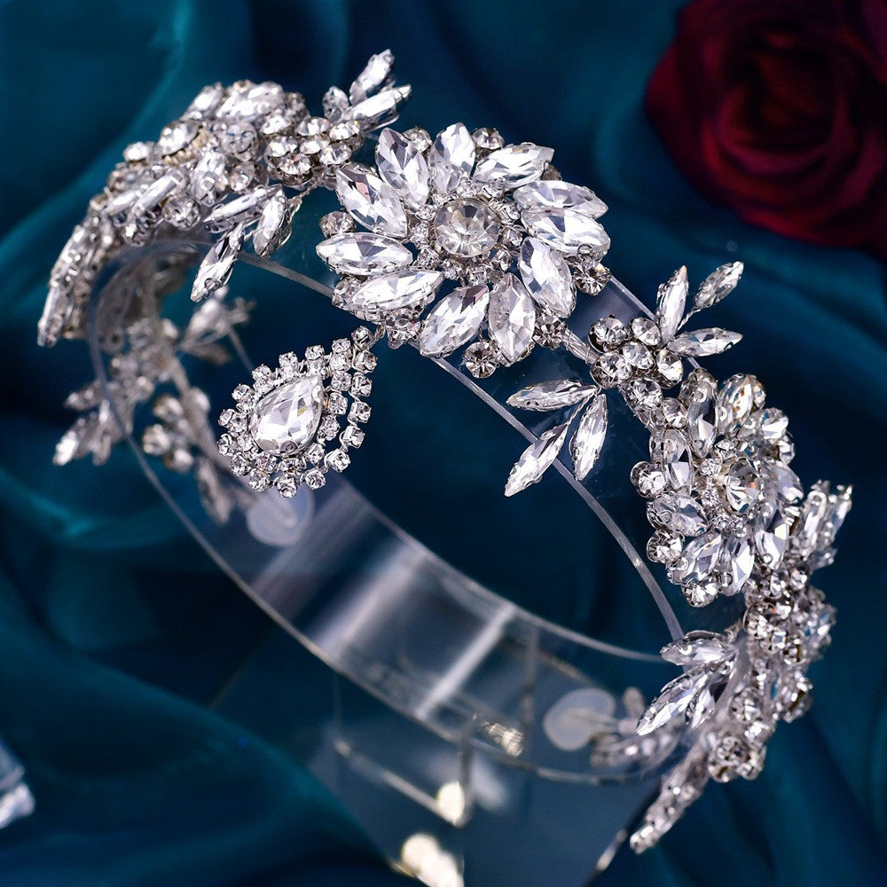 SERRE-TÊTE MARIAGE FLORAL STRASS 3D – BIJOU DE TÊTE ÉLÉGANT ARGENT/OR HP440