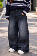 JEAN FEMME STYLE AMÉRICAIN – DENIM RÉTRO DÉLAVÉ CARGO TAILLE HAUTE