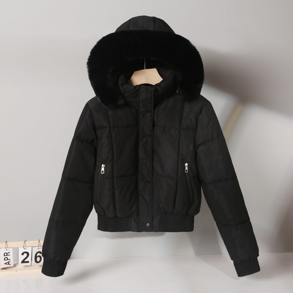 Parka courte femme rembourrée coton, style coréen Hong Kong hivernal.