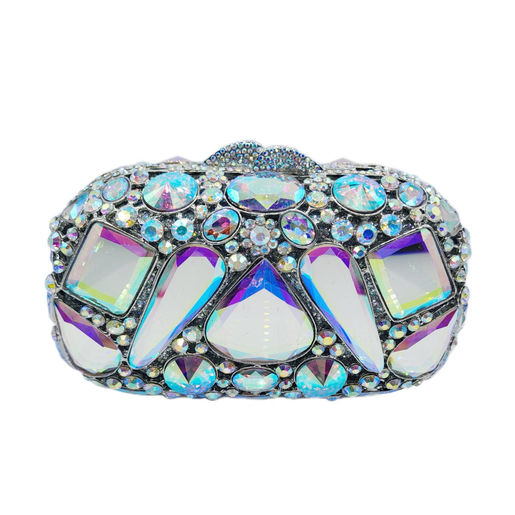 Pochette cristal diamant incrusté, chic pour femmes.