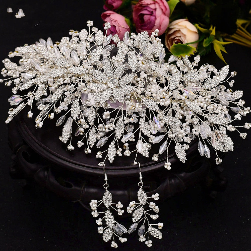 SERRE-TÊTE MARIÉE FAIT MAIN FEUILLES STRASS – ACCESSOIRE MARIAGE ÉLÉGANT