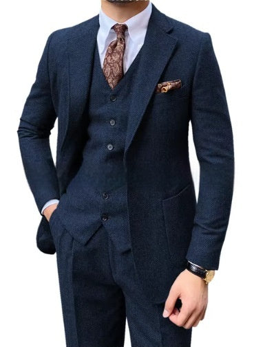 Costume slim herringbone décontracté chic homme