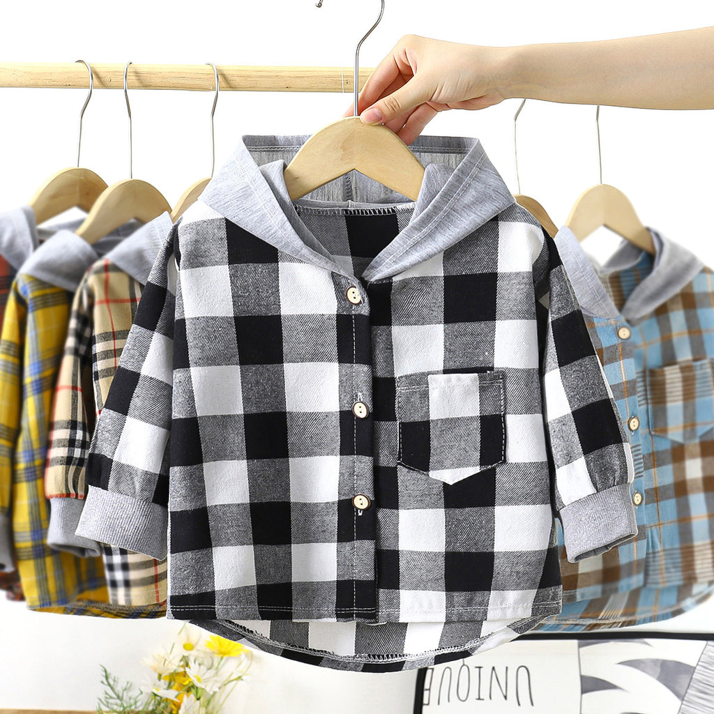 Chemise à carreaux capuche unisexe enfant/adolescent