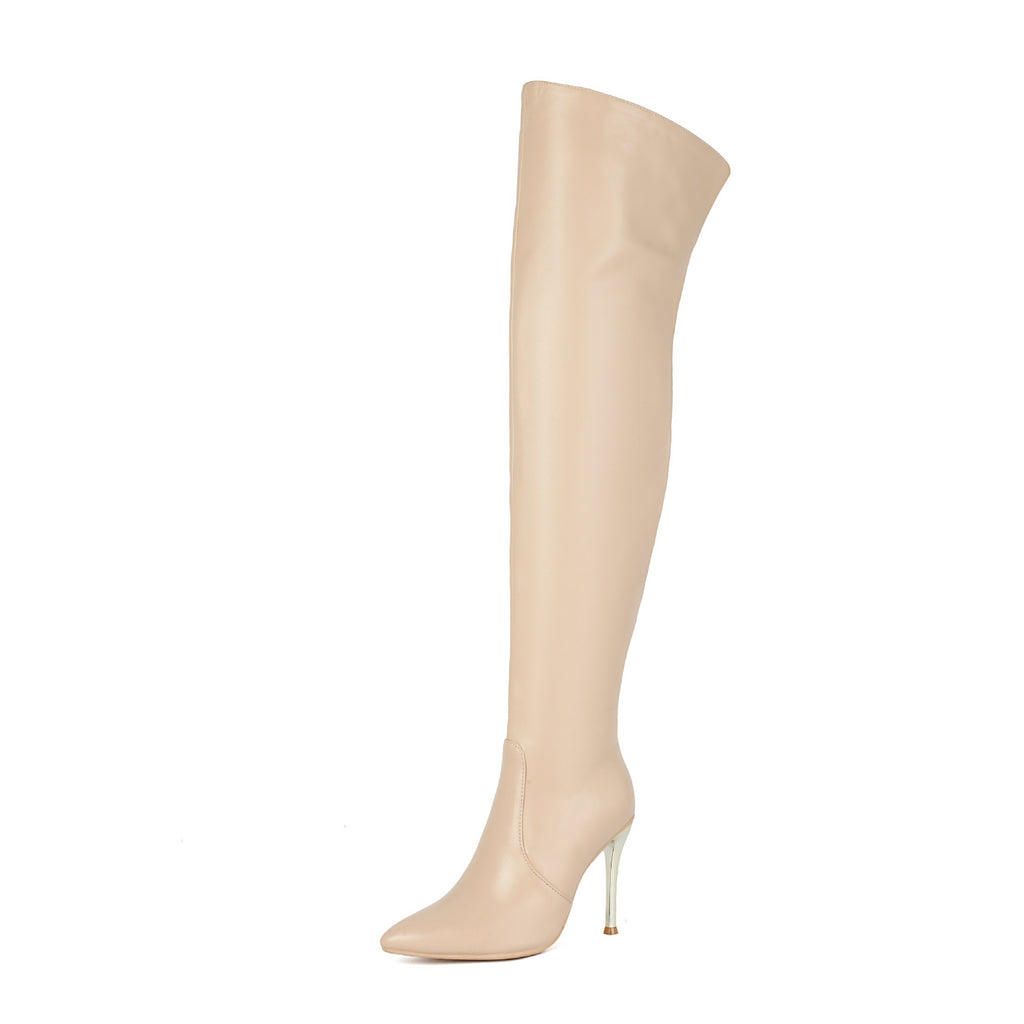 Bottes cuissardes femme bout pointu talon stiletto