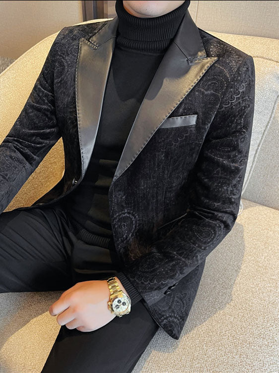 Blazer jacquard velours col revers homme mariage – élégant slim fit
