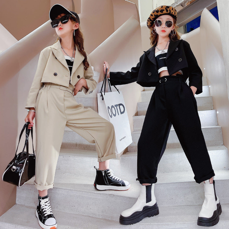 Ensemble enfant 2 pièces tendance coton 90% – noir ou abricot