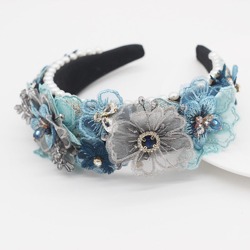 Accessoire baroque pour femme avec perles, dentelle et cristaux – Idéal pour les soirées ou bals