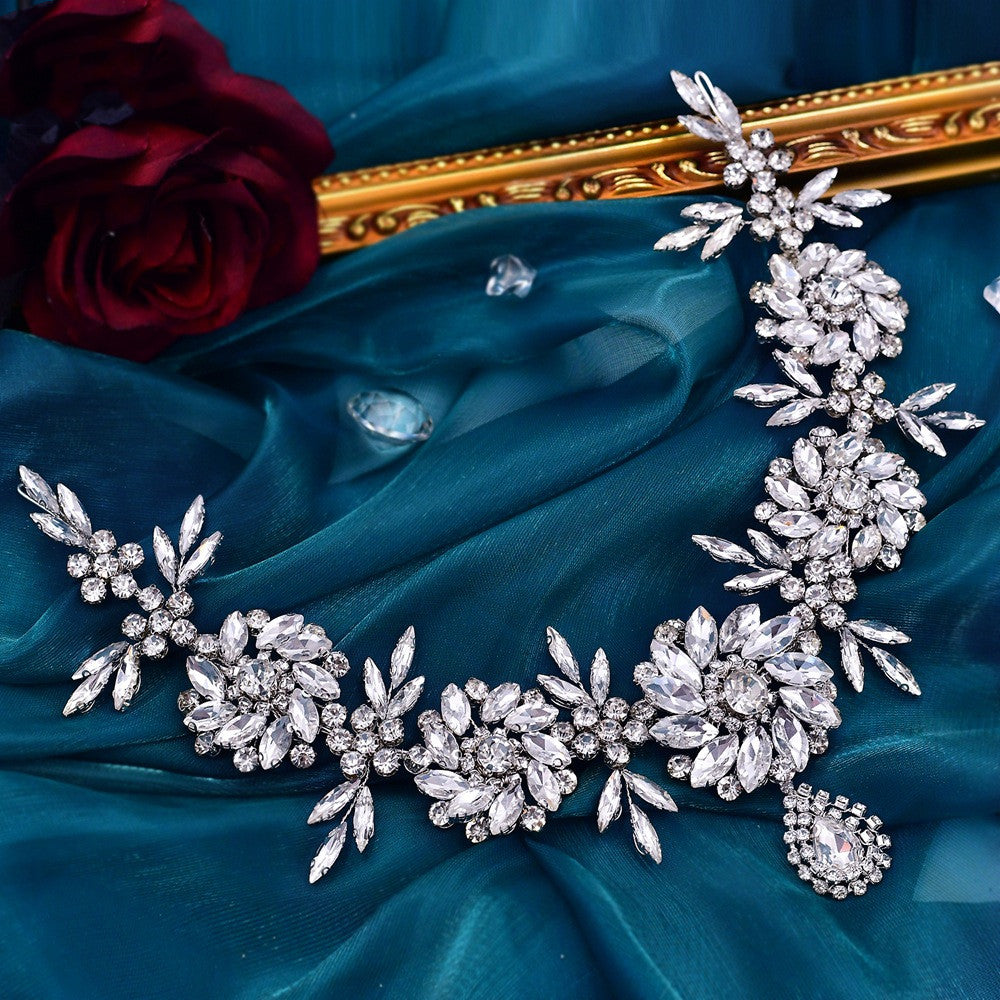 SERRE-TÊTE MARIAGE FLORAL STRASS 3D – BIJOU DE TÊTE ÉLÉGANT ARGENT/OR HP440