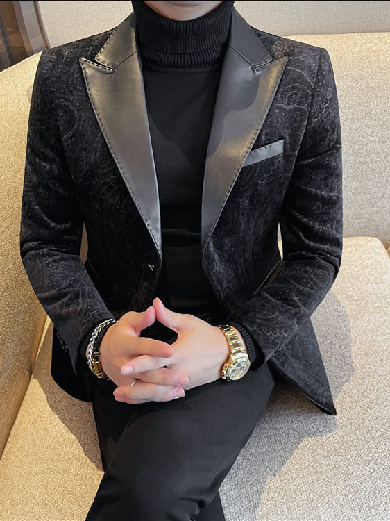 Blazer jacquard velours col revers homme mariage – élégant slim fit
