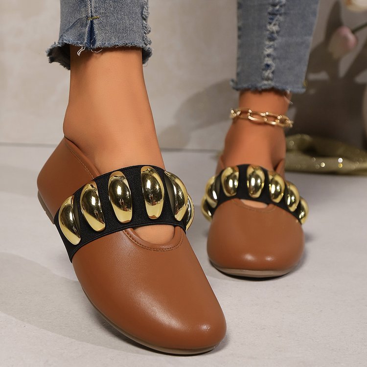 Mocassins femme personnalisés – Boucle métallique bout rond chic
