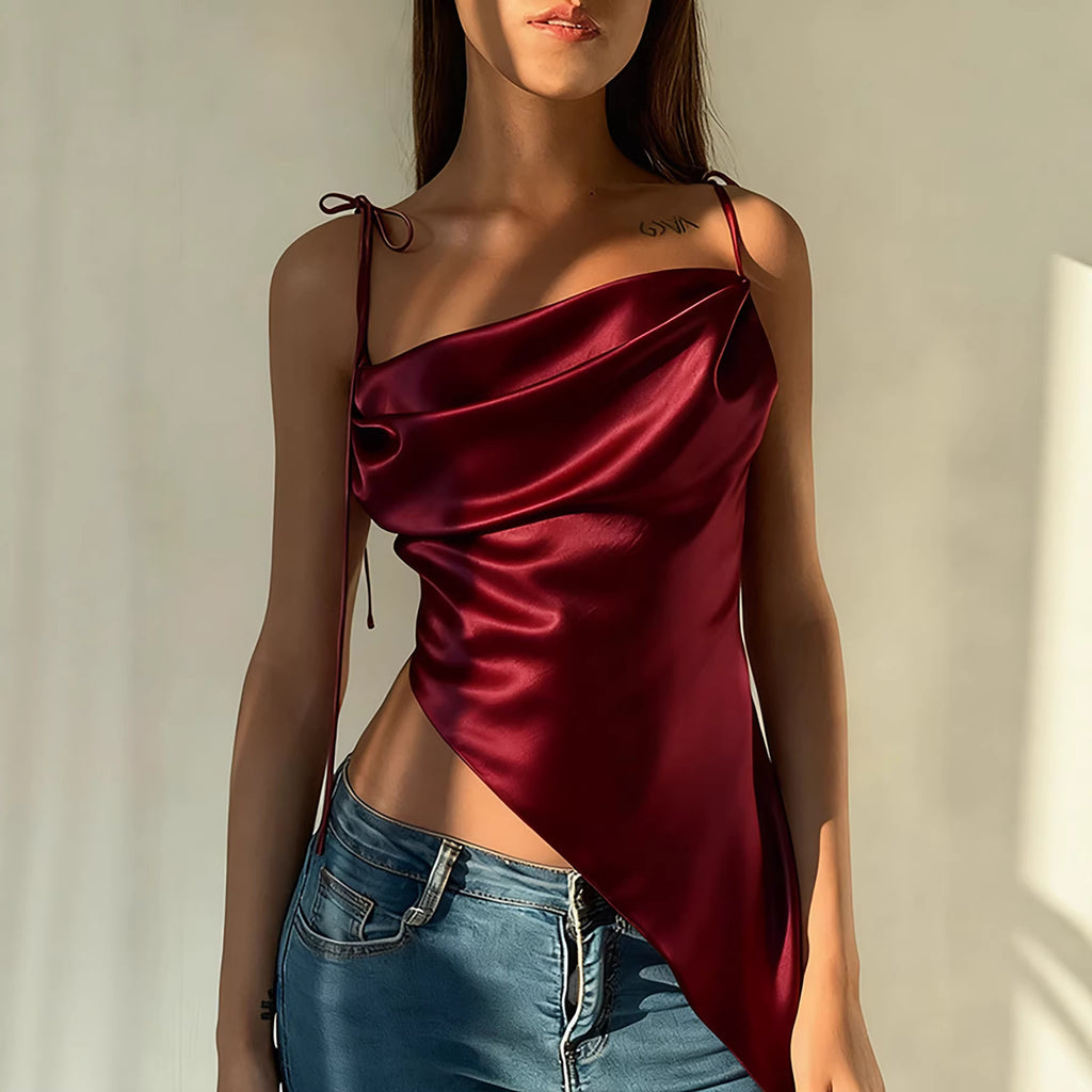 Top Camicetta in Raso Donna - Elegante da Indossare all'Esterno