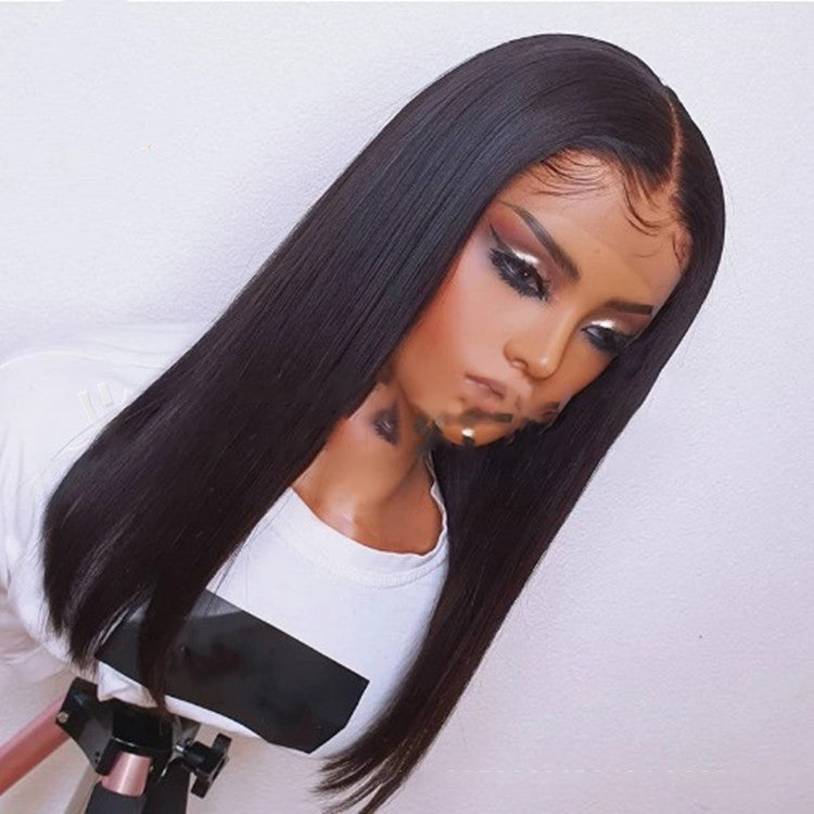 Perruque lace front straight medium long cheveux naturels