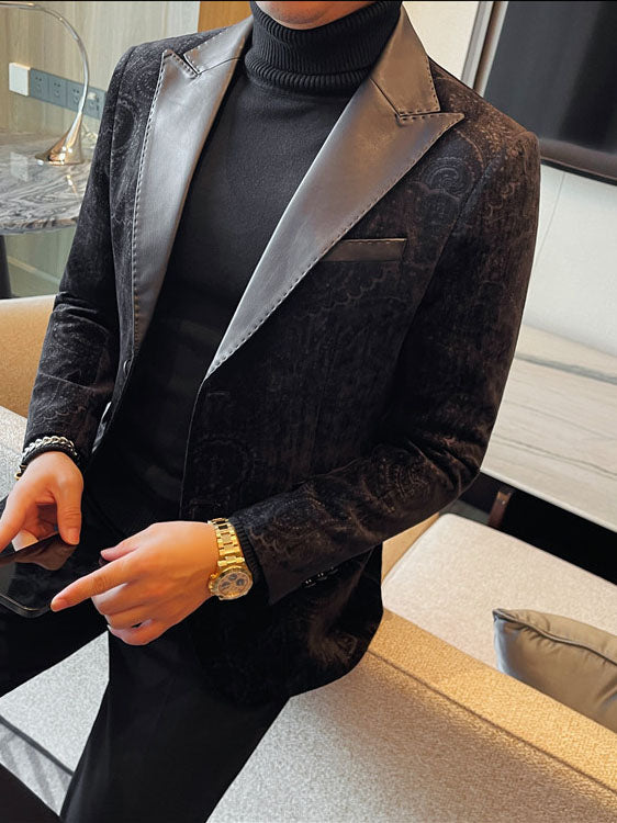 Blazer jacquard velours col revers homme mariage – élégant slim fit