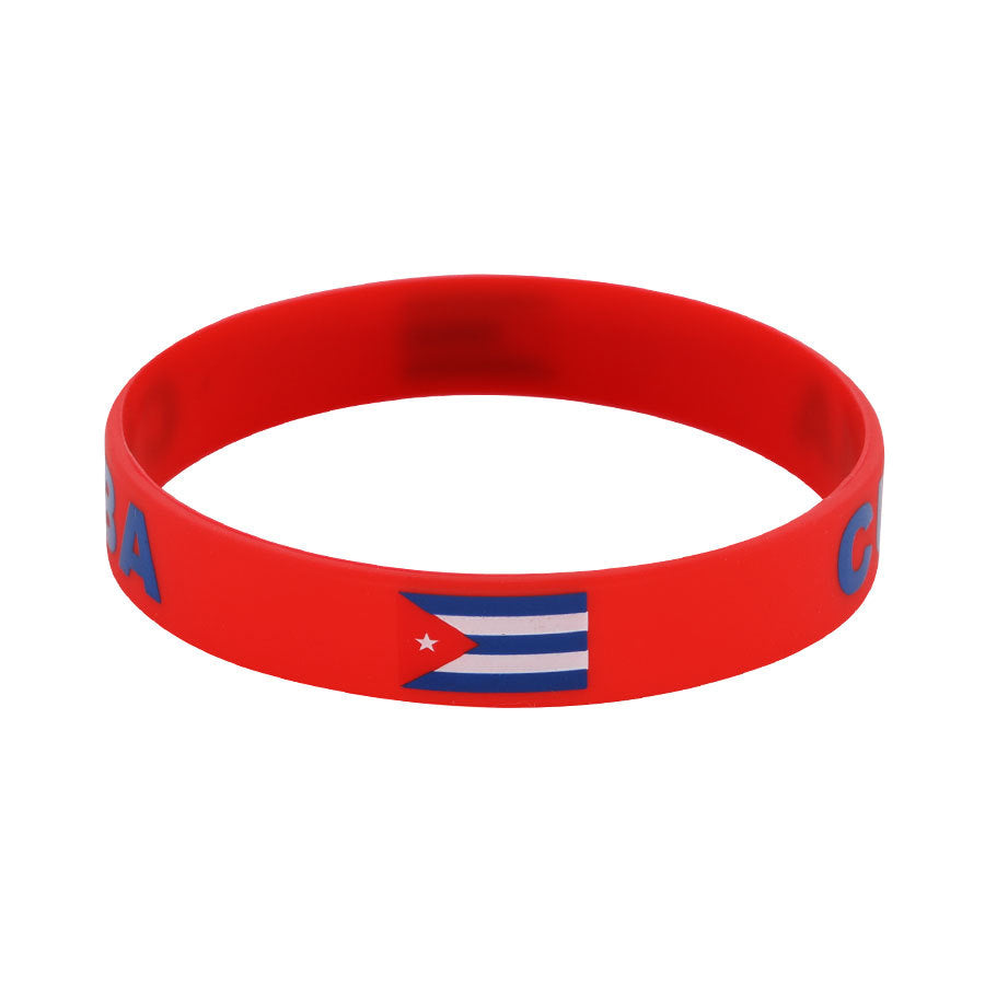Bracelet drapeau silicone unisexe – accessoire sport 20 cm, style FIFA