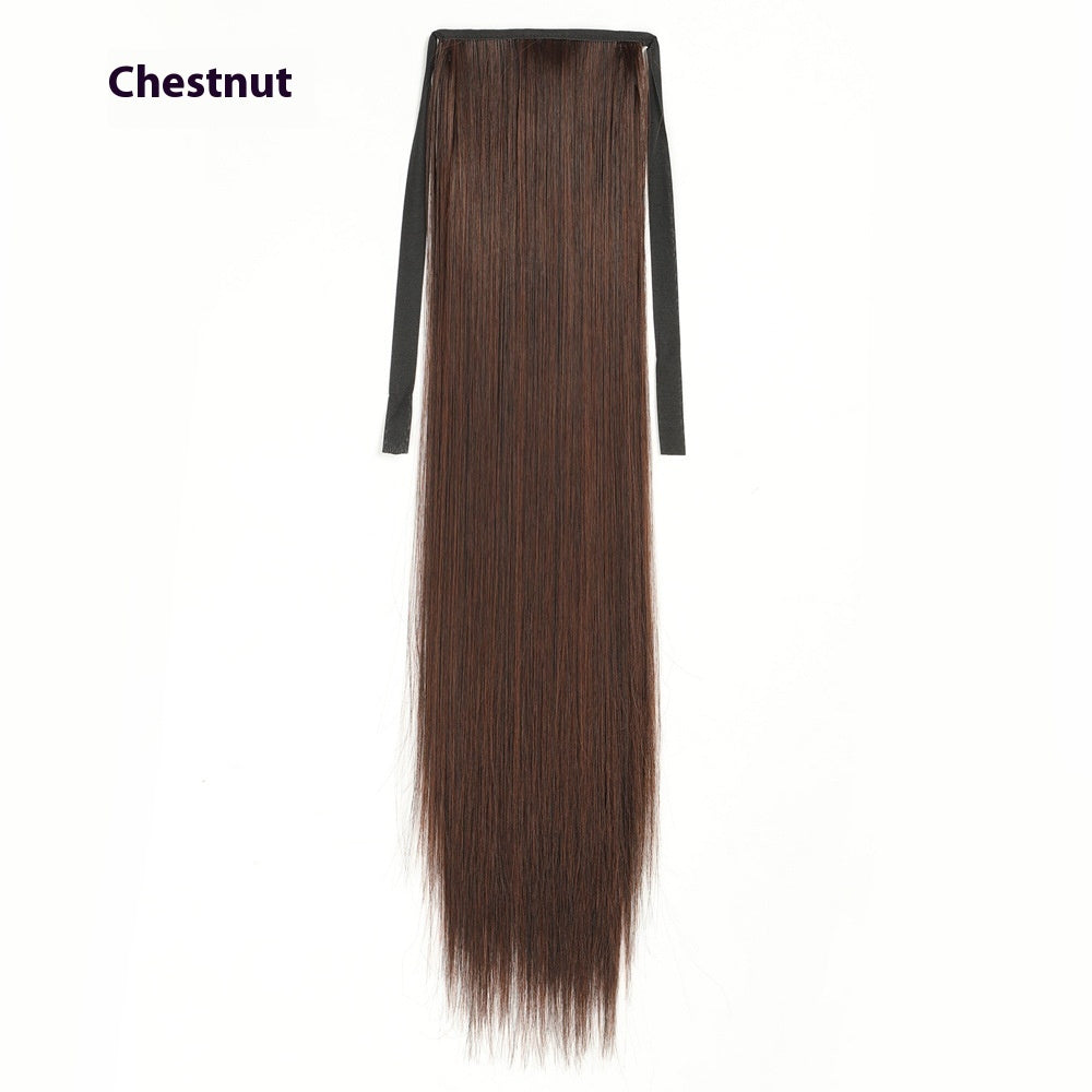 Queue de cheval longue lisse effet soie – perruque lace-up naturelle