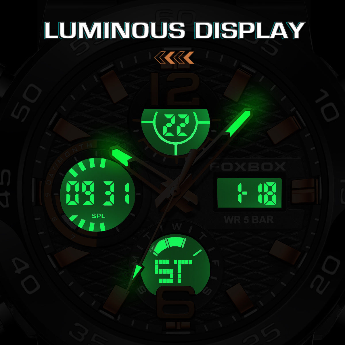 Montre sportive multifonction étanche waterproof – chronographe, alarme, style moderne