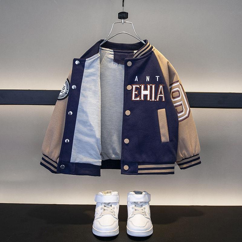 Veste tendance lettres coton garçon – brun/bleu marine Carvose Chic