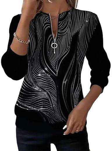 Women's long-sleeve pullover sweatshirt with festive trendy patterns.