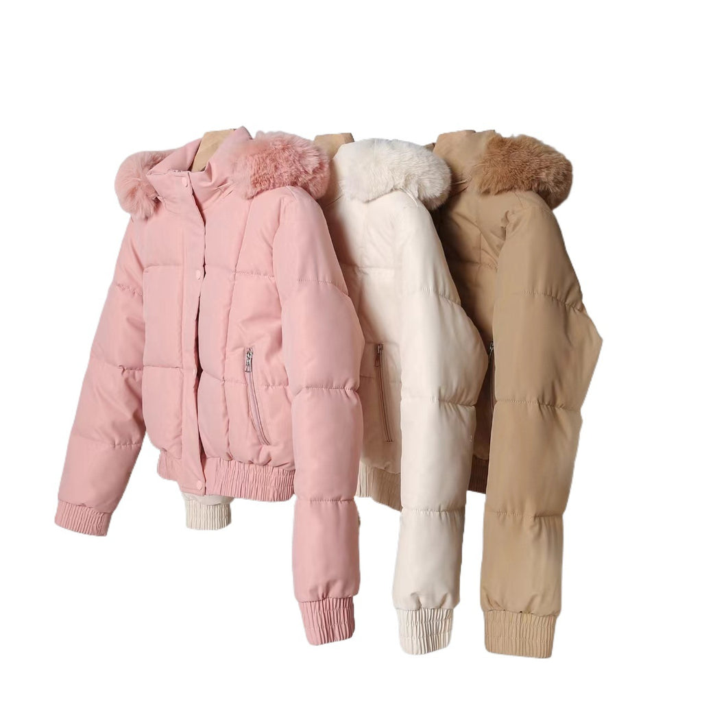 Parka courte femme rembourrée coton, style coréen Hong Kong hivernal.