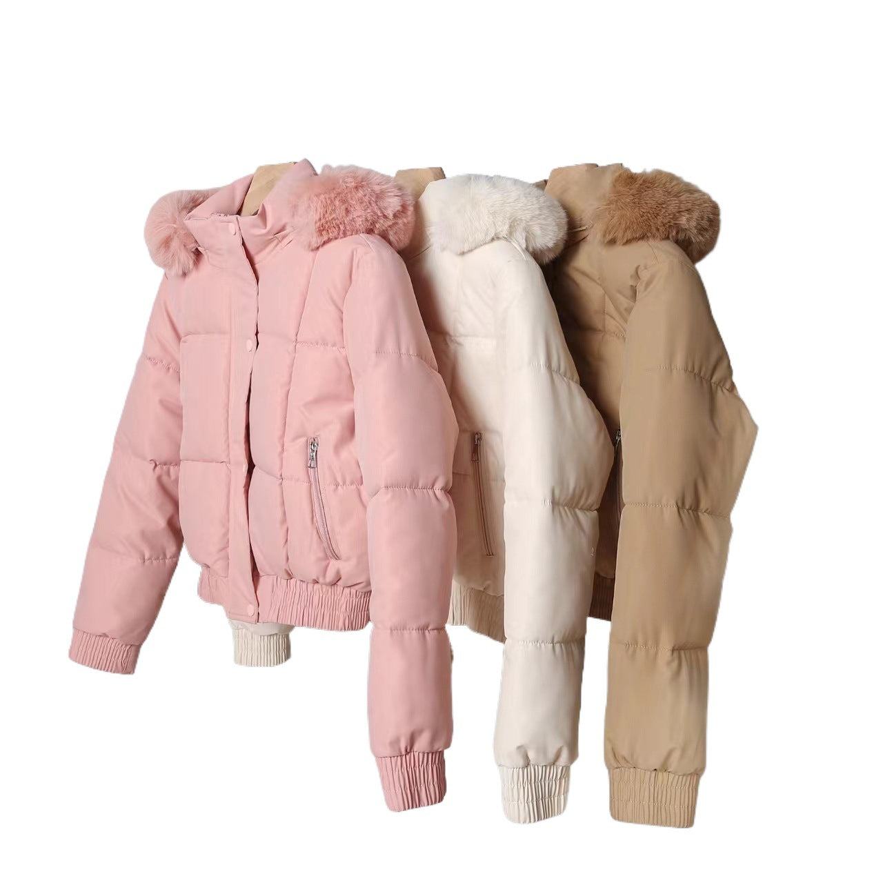 Parka courte femme rembourrée coton, style coréen Hong Kong hivernal.