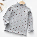 T-shirt manches longues coton fille cœur – blanc/rose/gris